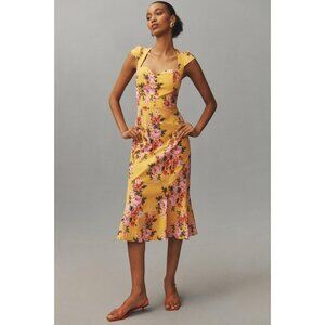 NWT Anthropologie Cecily Fit & Flare Sweetheart Dress XL Yellow Floral